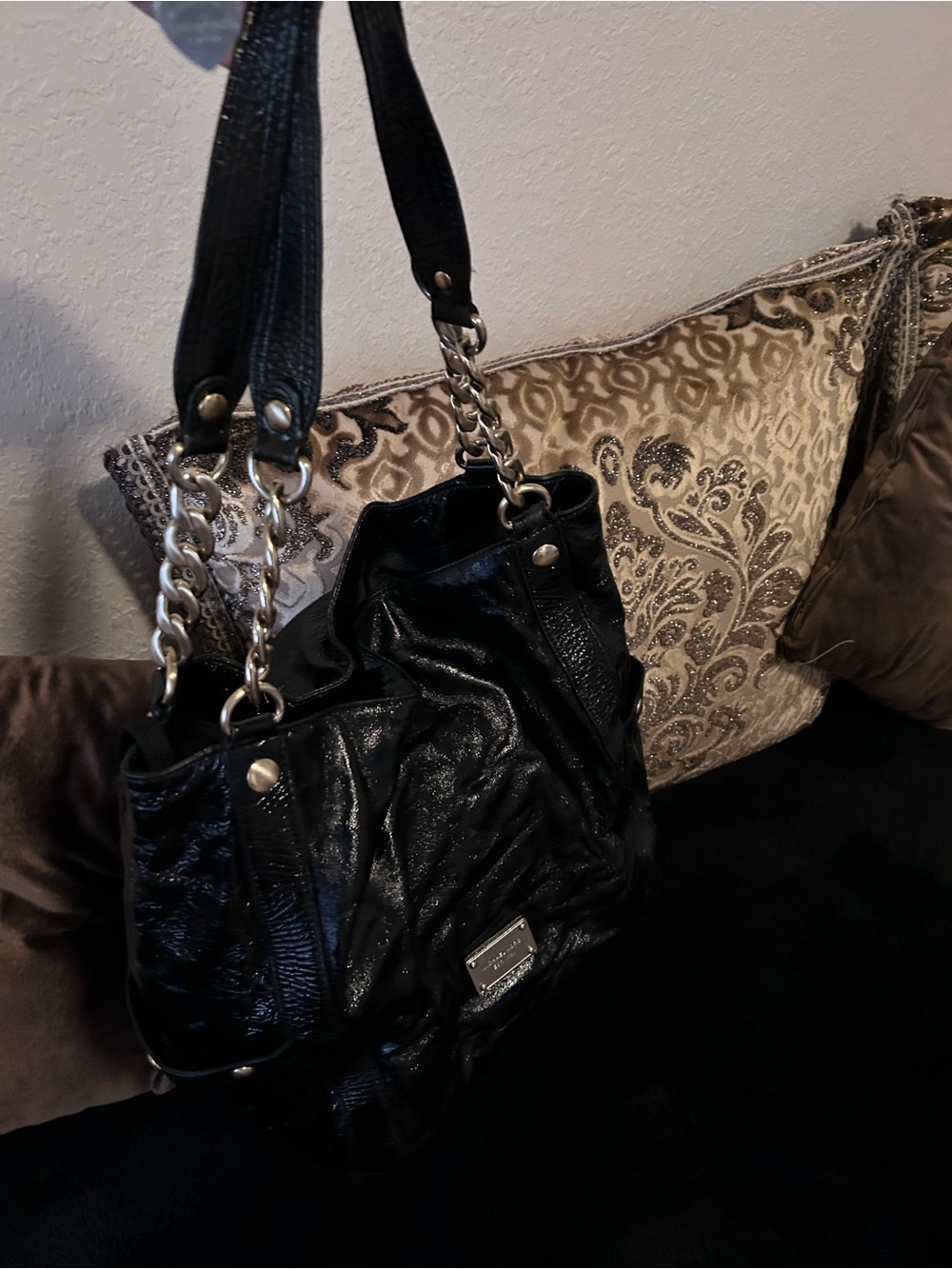 Black Michael Kors Women's Shoulder Bag with Chain Straps